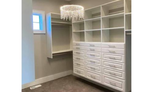 Walk-in closet designed and built by J. Wilson Construction