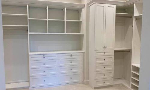 walk-in closet designed and built by J. Wilson Construction